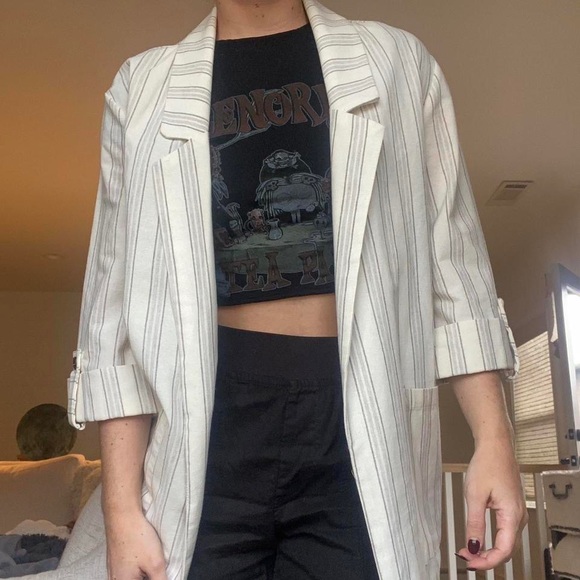 pull&bear striped linen blazer xs - Picture 1 of 4